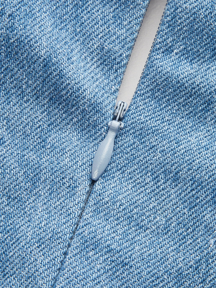 Halter Neck Buckle Detail Denim Dress  Liora Lane Boutique Dresses