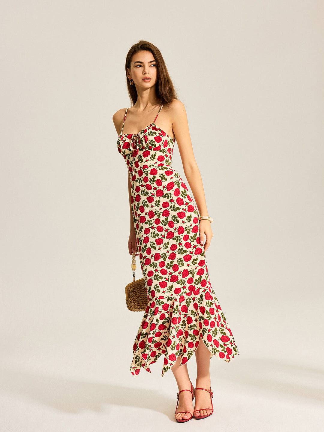 Floral Print Ruffle Hem Maxi Dress  Liora Lane Boutique Dresses