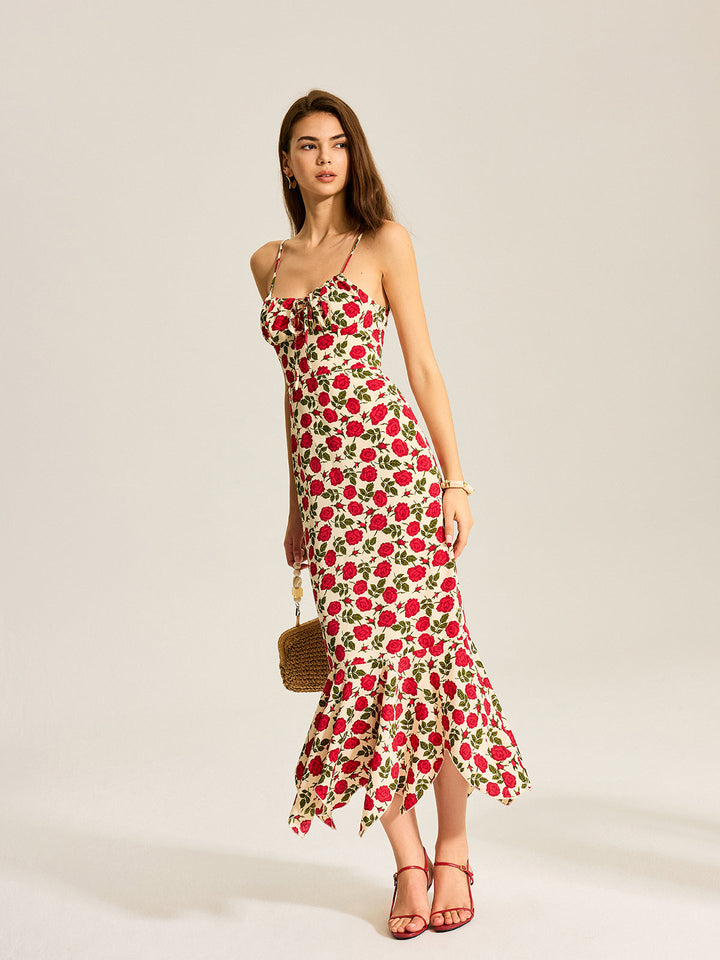 Floral Print Ruffle Hem Maxi Dress  Liora Lane Boutique Dresses