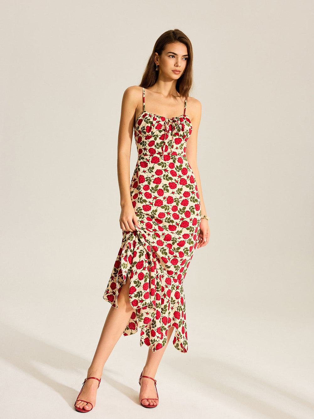 Floral Print Ruffle Hem Maxi Dress  Liora Lane Boutique Dresses