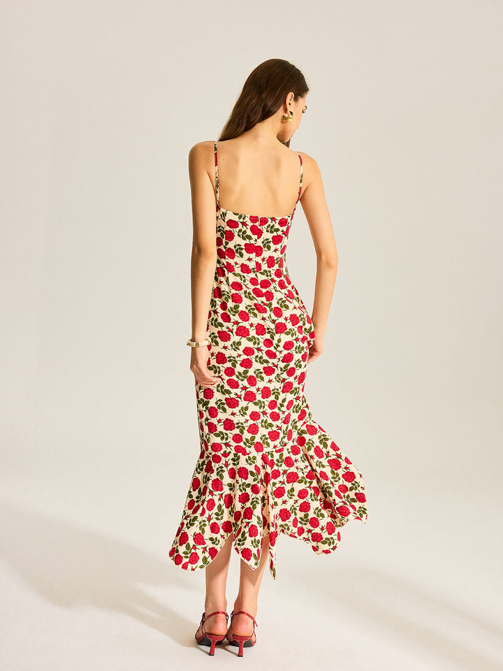 Floral Print Ruffle Hem Maxi Dress  Liora Lane Boutique Dresses
