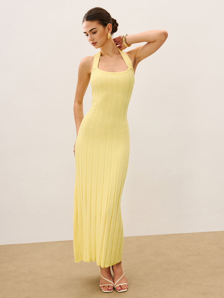 Halter Neck Ribbed Knit Dress  Liora Lane Boutique Sweater Dresses