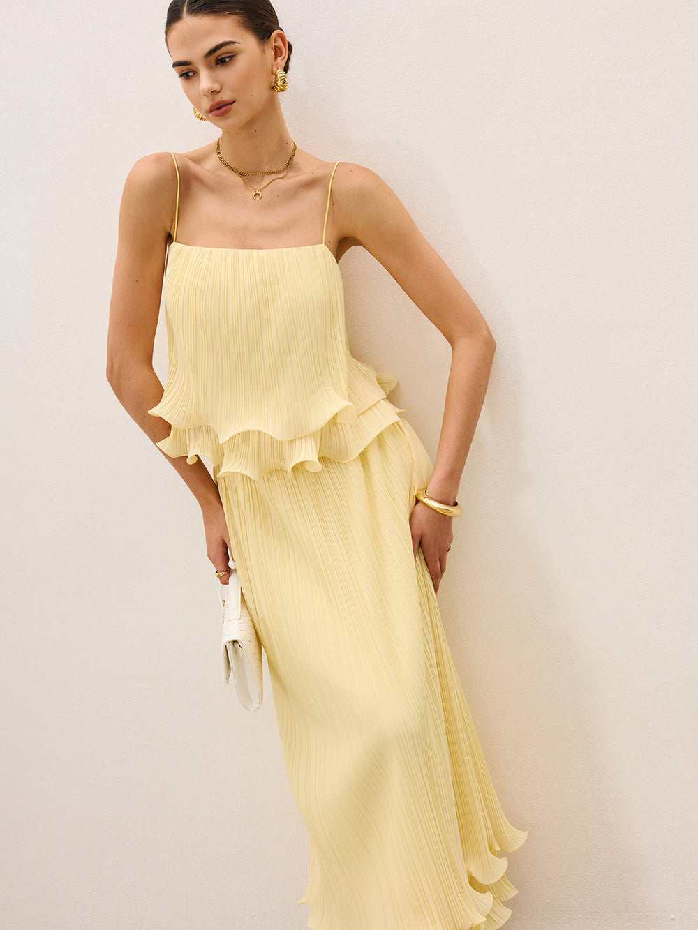 Pleated Layered Ruffle Skirt Set  Liora Lane Boutique Skirt Sets