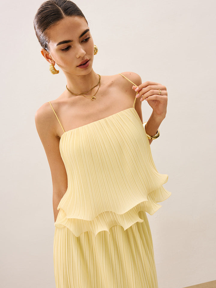 Pleated Layered Ruffle Skirt Set  Liora Lane Boutique Skirt Sets