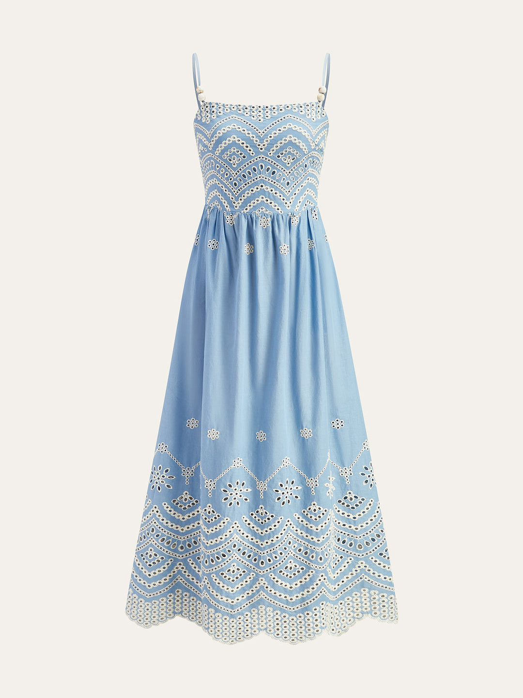 Semi-Sheer Embroidered Eyelet Cami Dress  Liora Lane Boutique Dresses Blue / XL 94.99