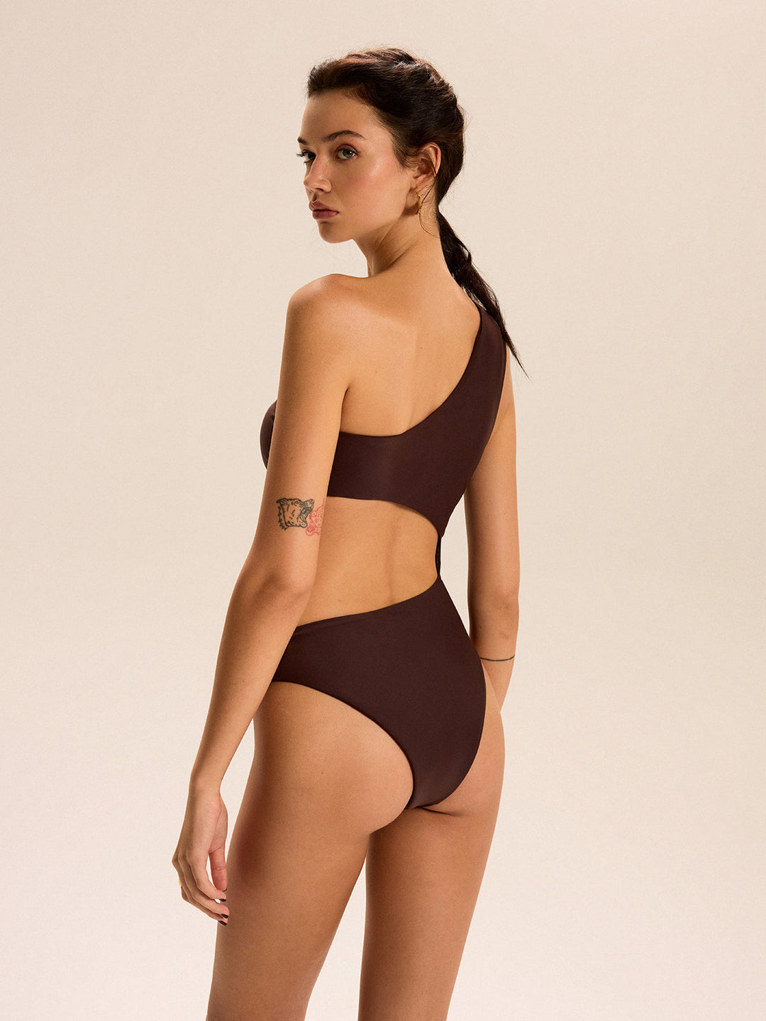 One Shoulder Cutout Metal Buckle One-Piece  Liora Lane Boutique One-Pieces