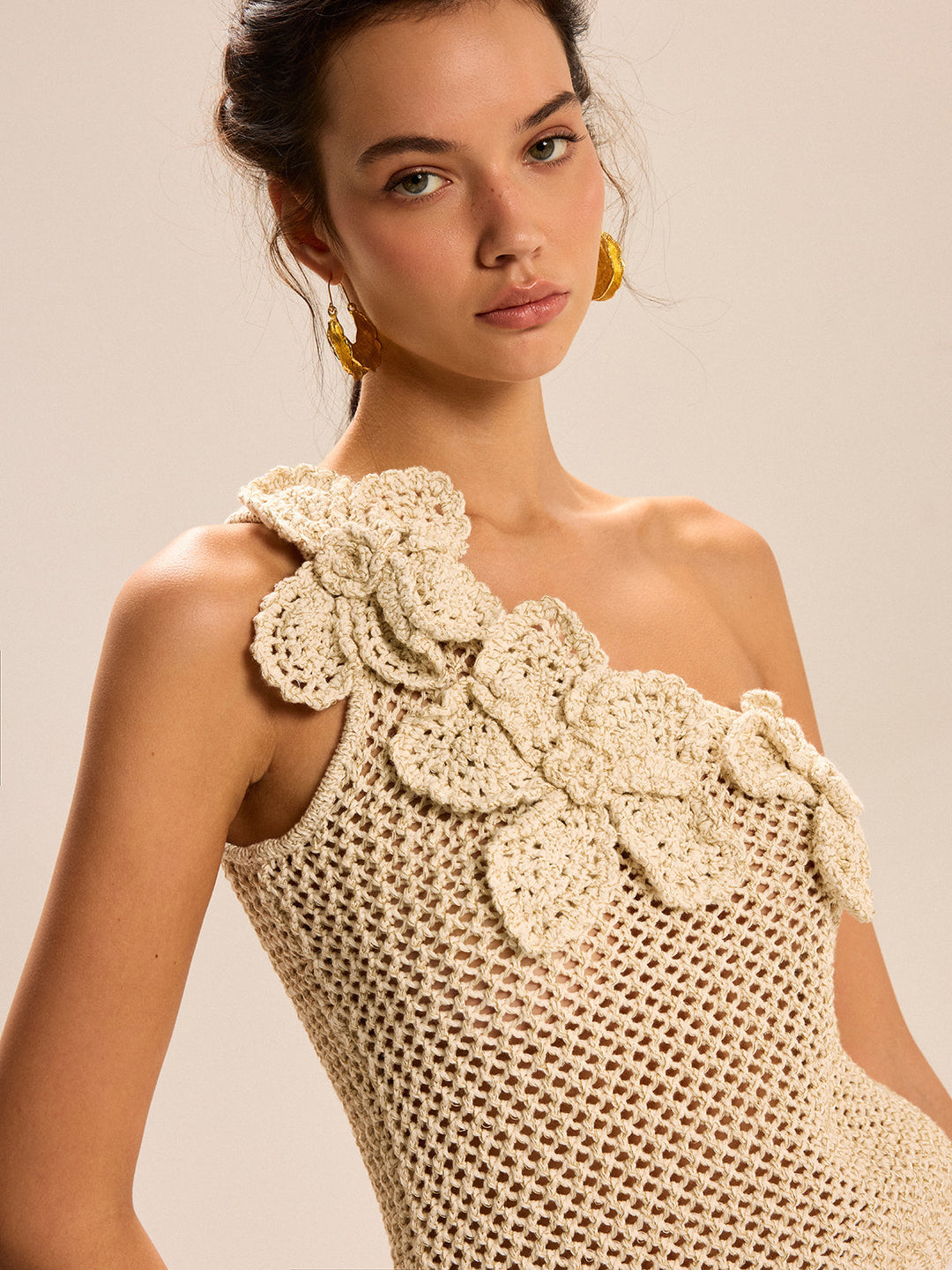 One-Shoulder Floral Crochet Knit Top  Liora Lane Boutique Knit Tops