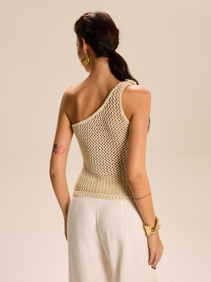 One-Shoulder Floral Crochet Knit Top  Liora Lane Boutique Knit Tops