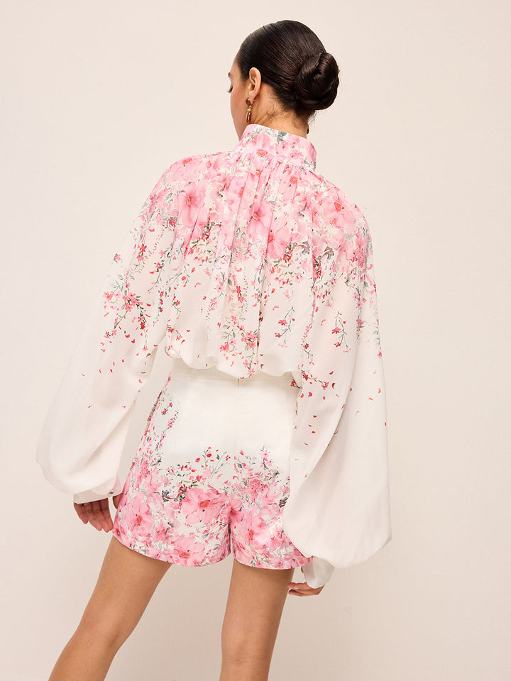 Floral Print Pleated Shorts Set Without Belt  Liora Lane Boutique Short Sets