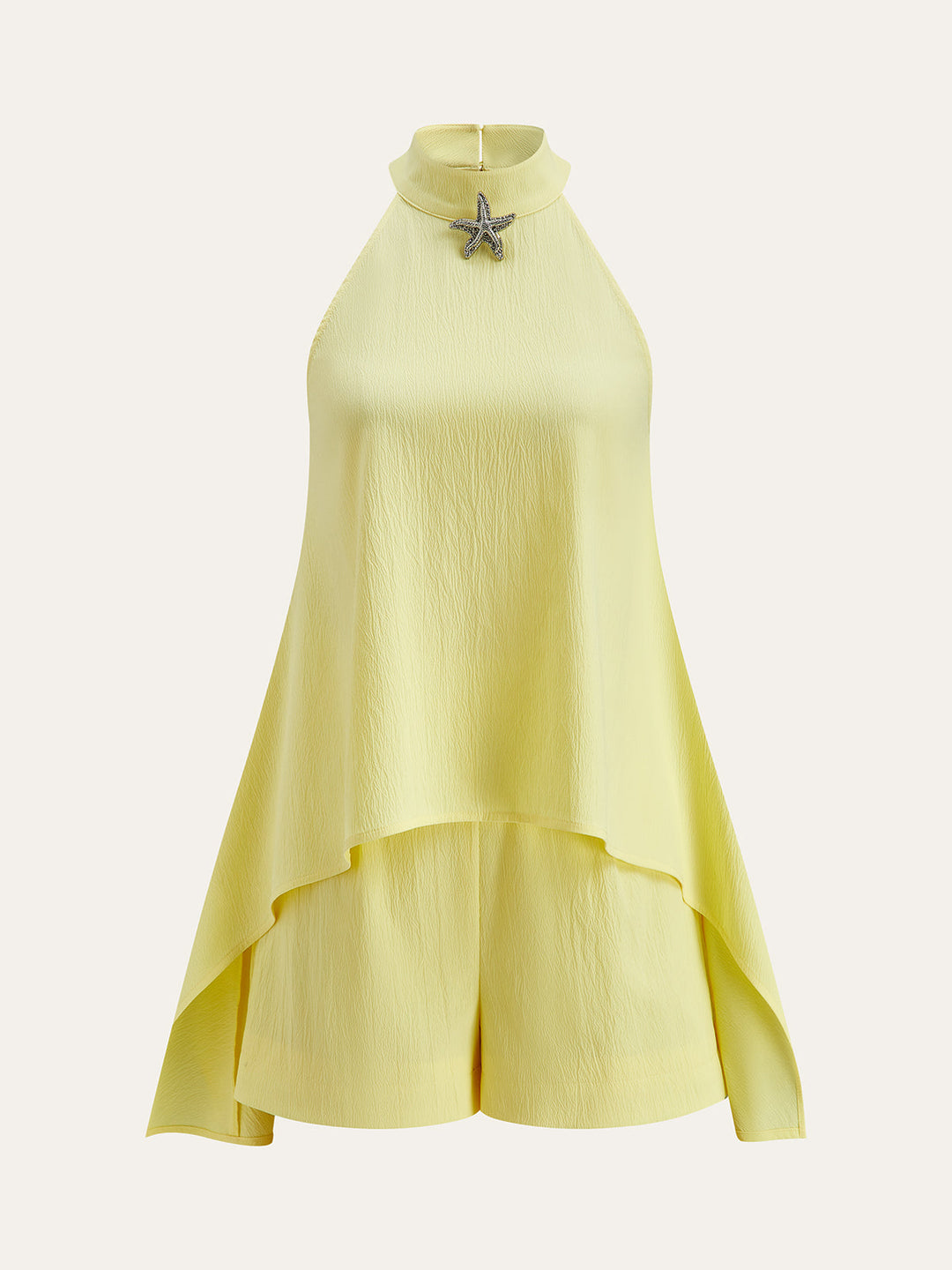 Halter Neck Asymmetric Hem Shorts Set  Liora Lane Boutique Short Sets Yellow / XL 38.00