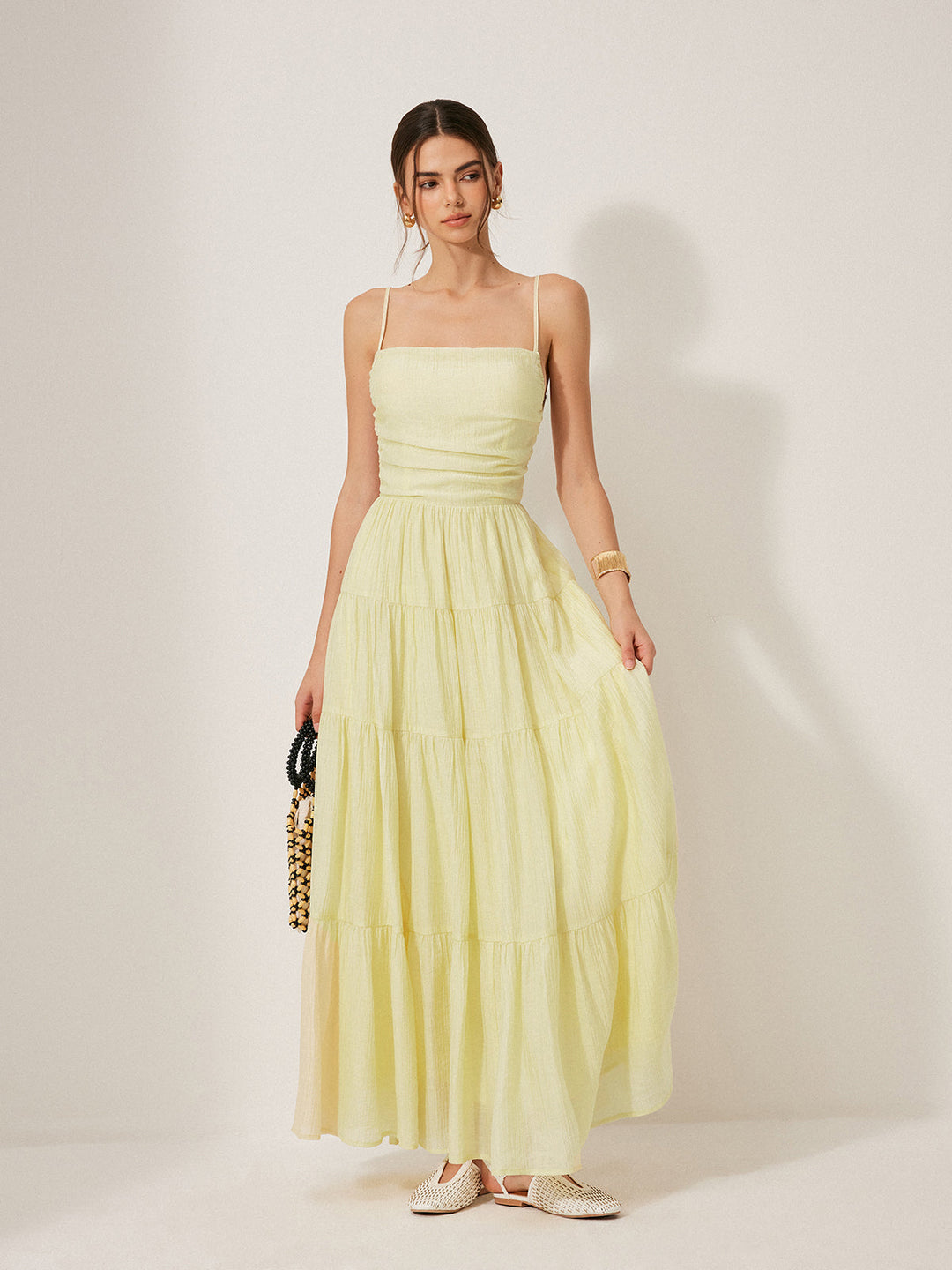 Pleated Backless Tiered Cami Dress  Liora Lane Boutique Dresses