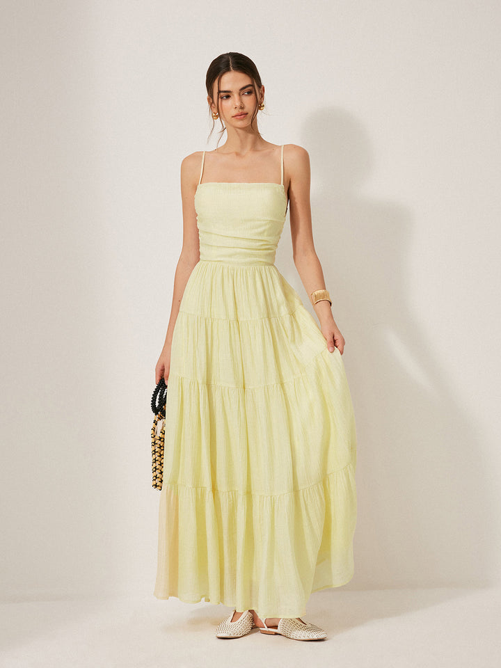 Pleated Backless Tiered Cami Dress  Liora Lane Boutique Dresses