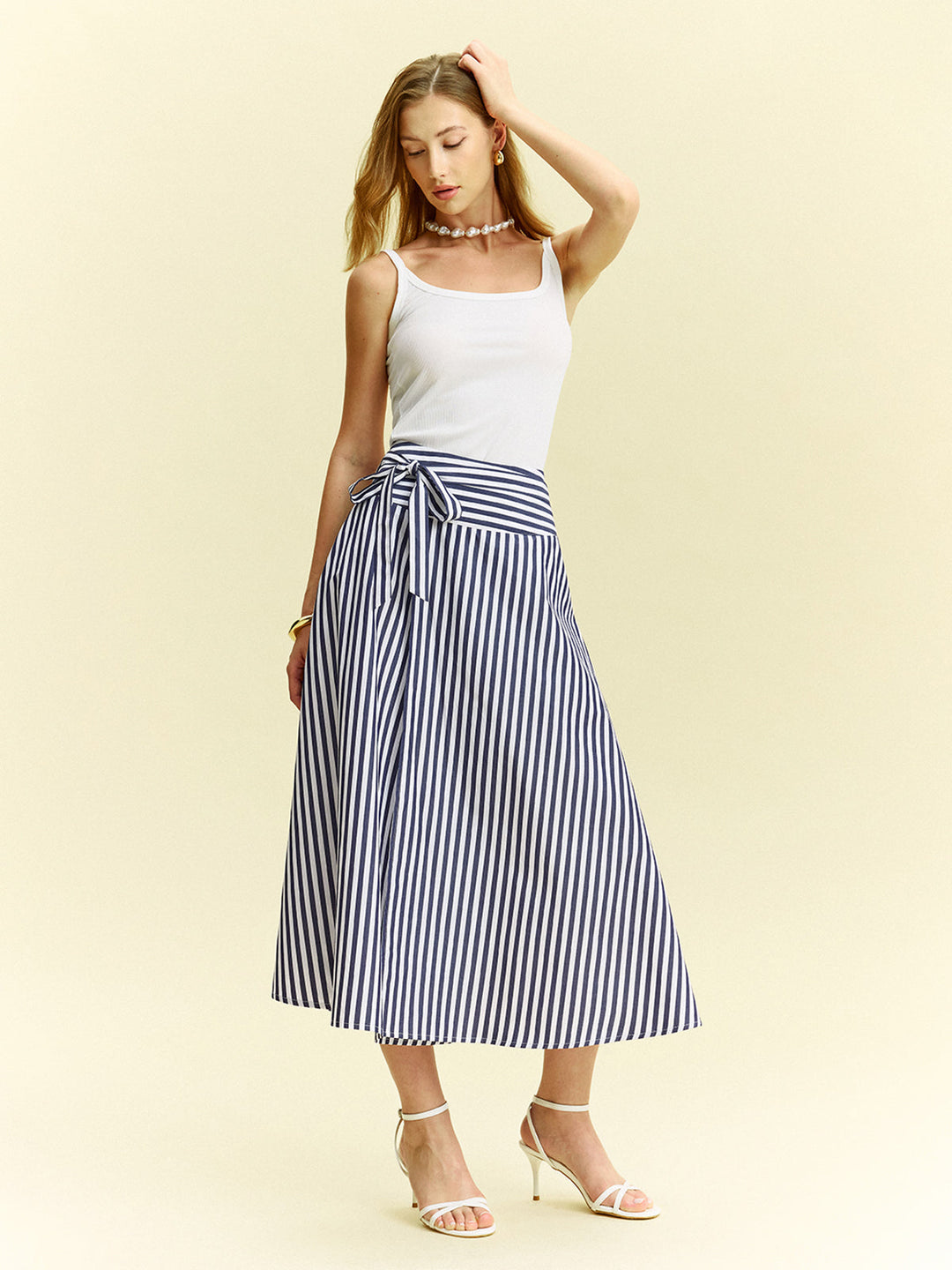 Striped Wrap-Around Midi Skirt  Liora Lane Boutique Skirts
