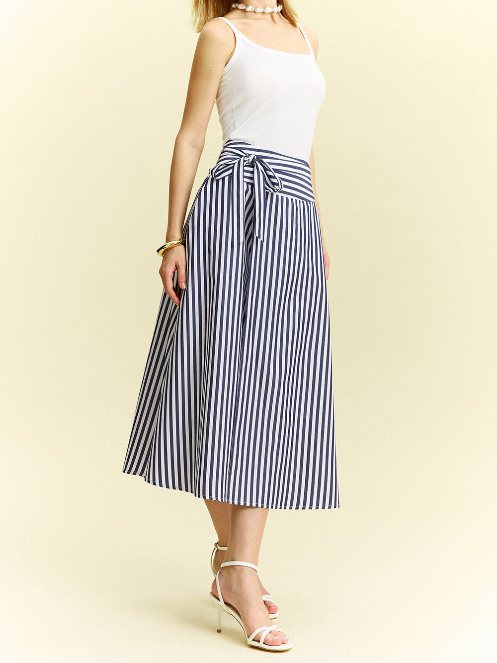 Striped Wrap-Around Midi Skirt  Liora Lane Boutique Skirts