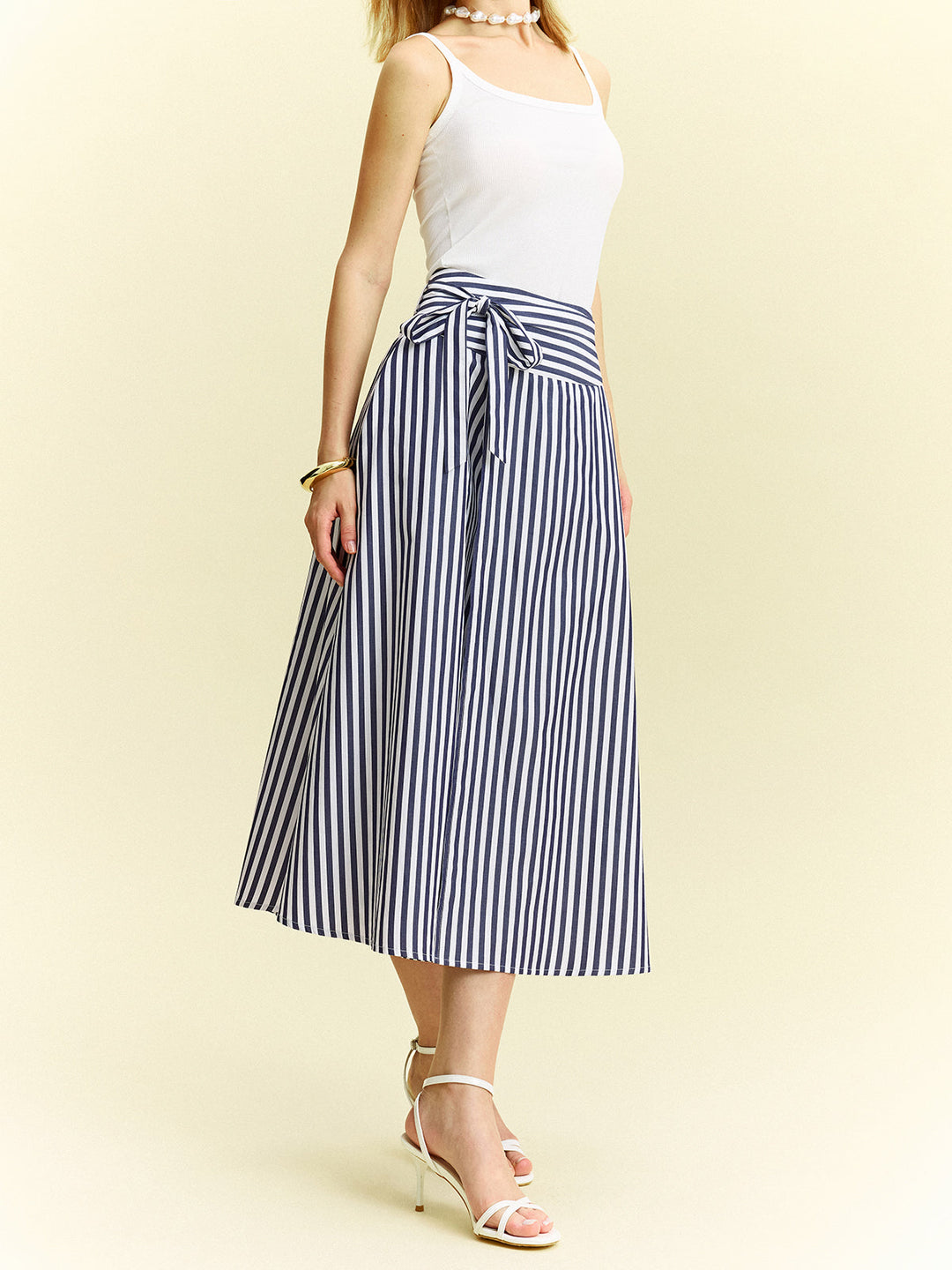 Striped Wrap-Around Midi Skirt  Liora Lane Boutique Skirts