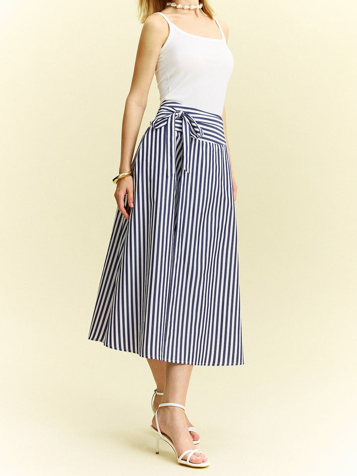Striped Wrap-Around Midi Skirt  Liora Lane Boutique Skirts