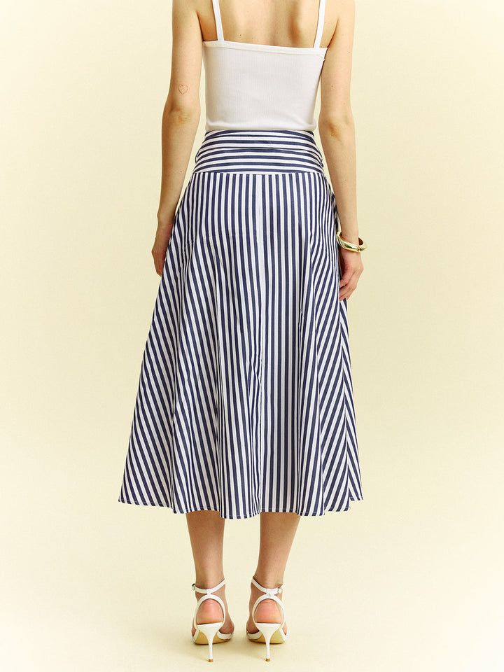 Striped Wrap-Around Midi Skirt  Liora Lane Boutique Skirts