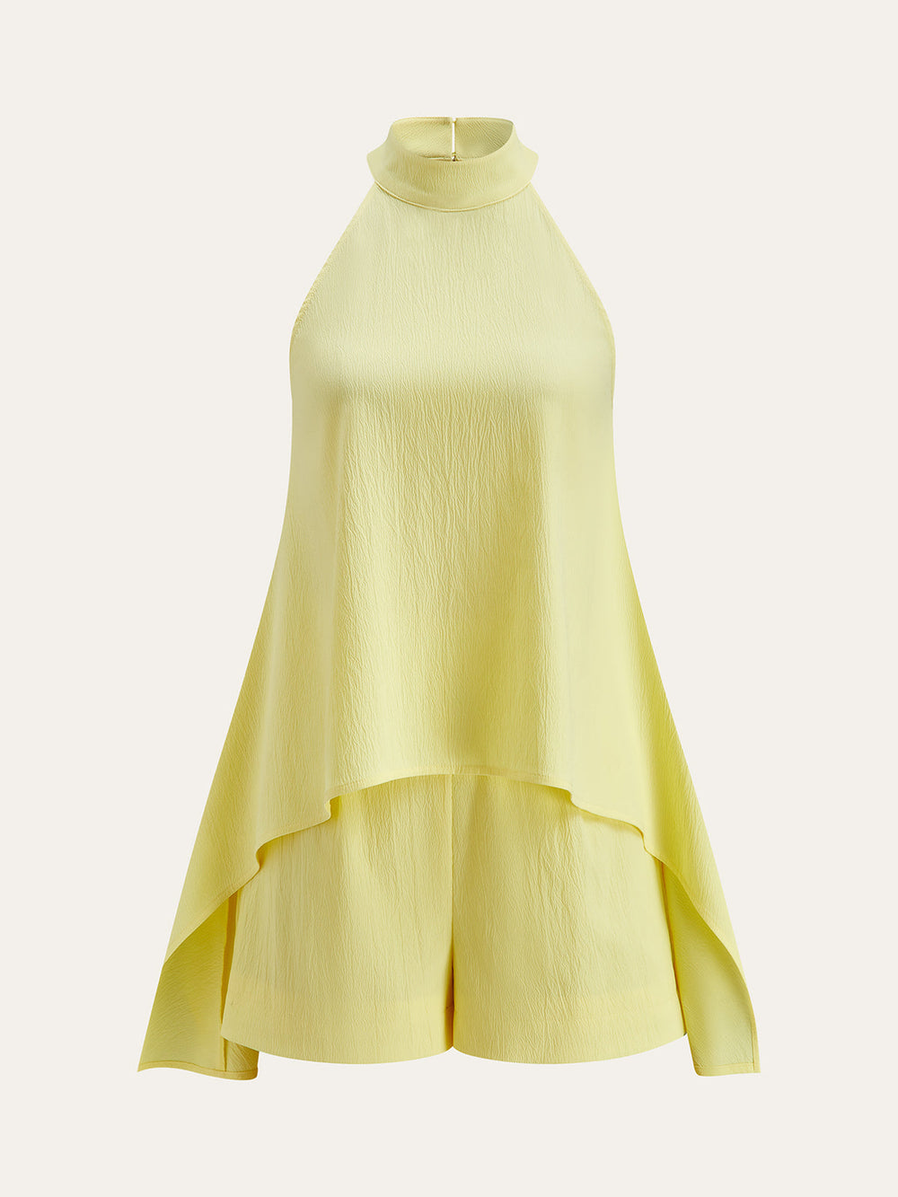Halter Neck Asymmetric Hem Shorts Set  Liora Lane Boutique Short Sets
