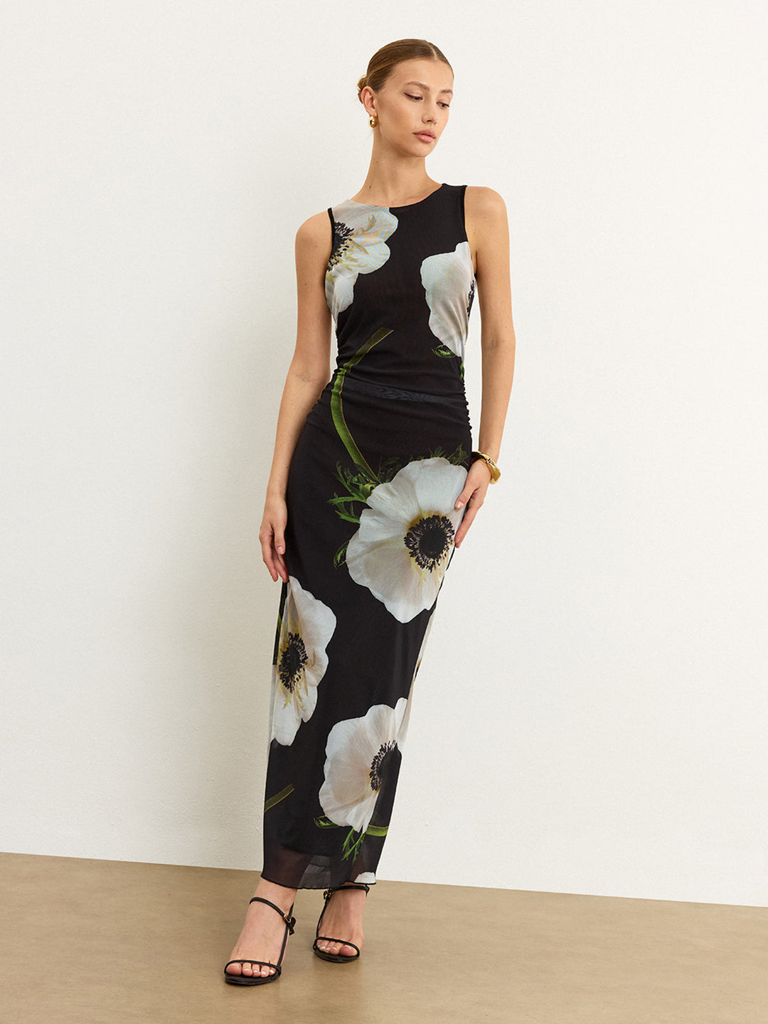Sheer Floral Print Maxi Dress  Liora Lane Boutique Dresses