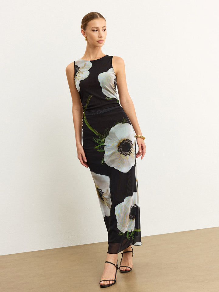 Sheer Floral Print Maxi Dress  Liora Lane Boutique Dresses
