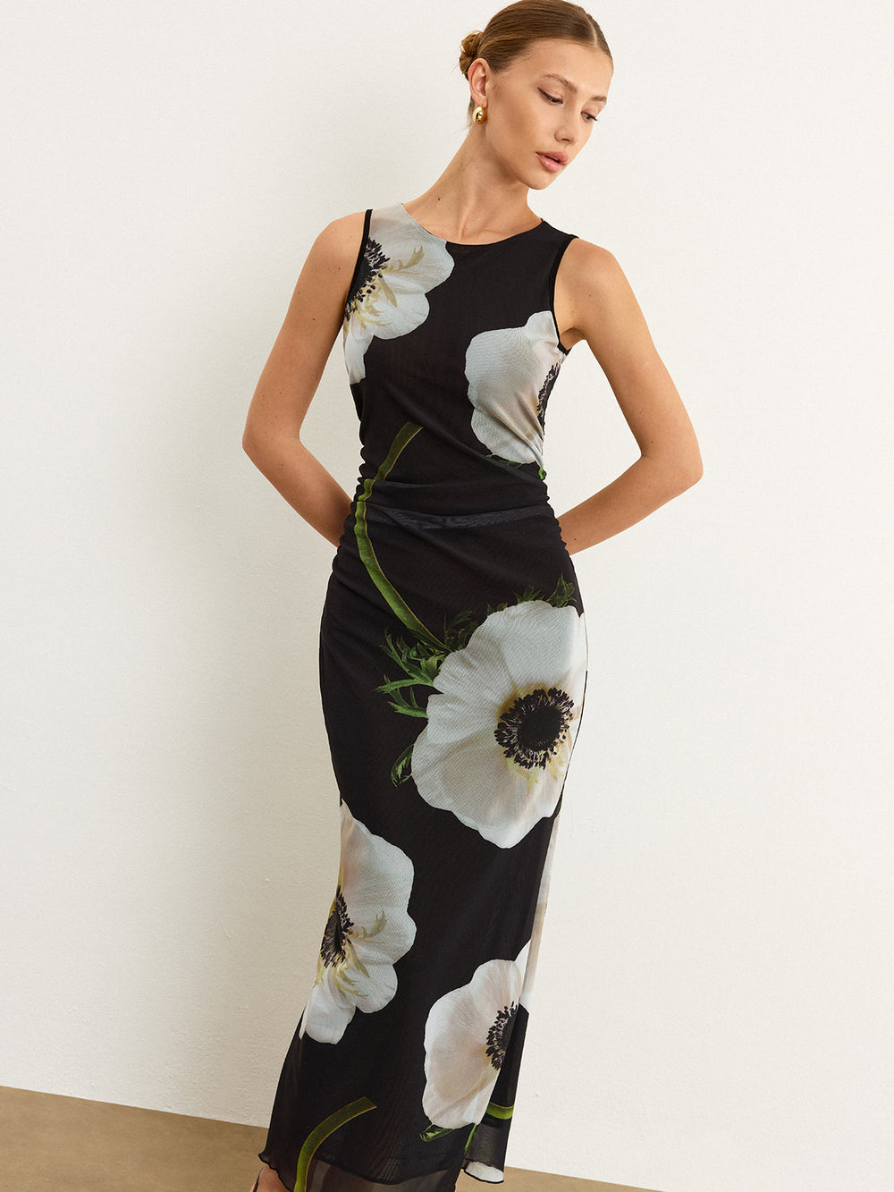 Sheer Floral Print Maxi Dress  Liora Lane Boutique Dresses