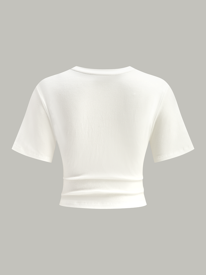 Cropped Knot-Front T-Shirt  Liora Lane Boutique T-Shirts