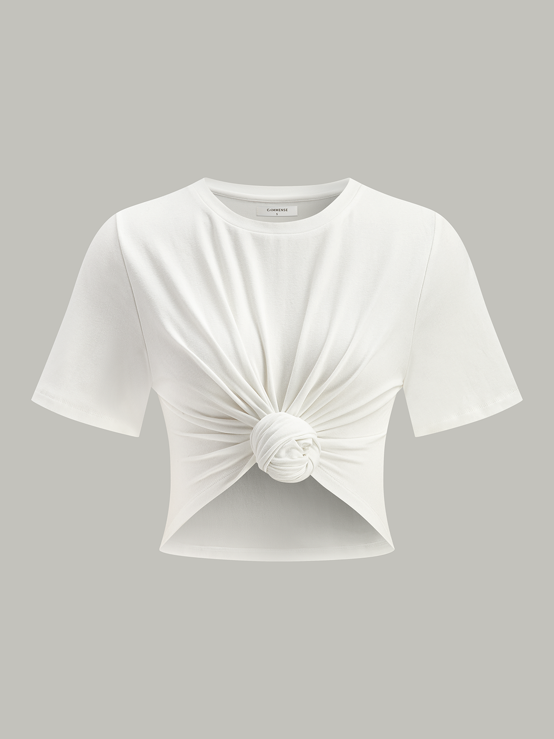Cropped Knot-Front T-Shirt  Liora Lane Boutique T-Shirts White / XL 28.00