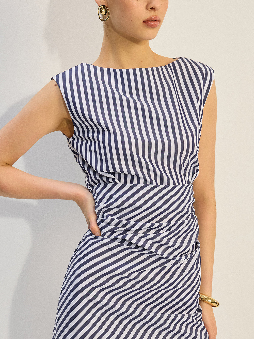 Striped Ruched Mini Dress  Liora Lane Boutique Dresses