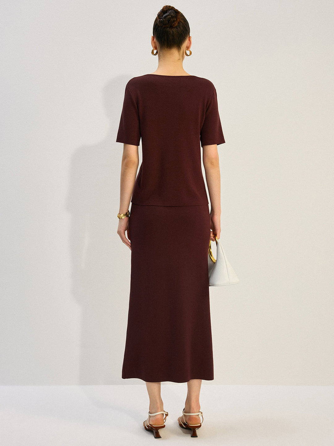 Metal Decor V-Neck Knit Co-ords Set  Liora Lane Boutique Sweater Co-ords