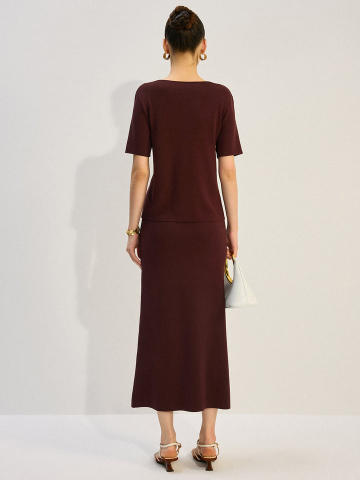 Metal Decor V-Neck Knit Co-ords Set  Liora Lane Boutique Sweater Co-ords