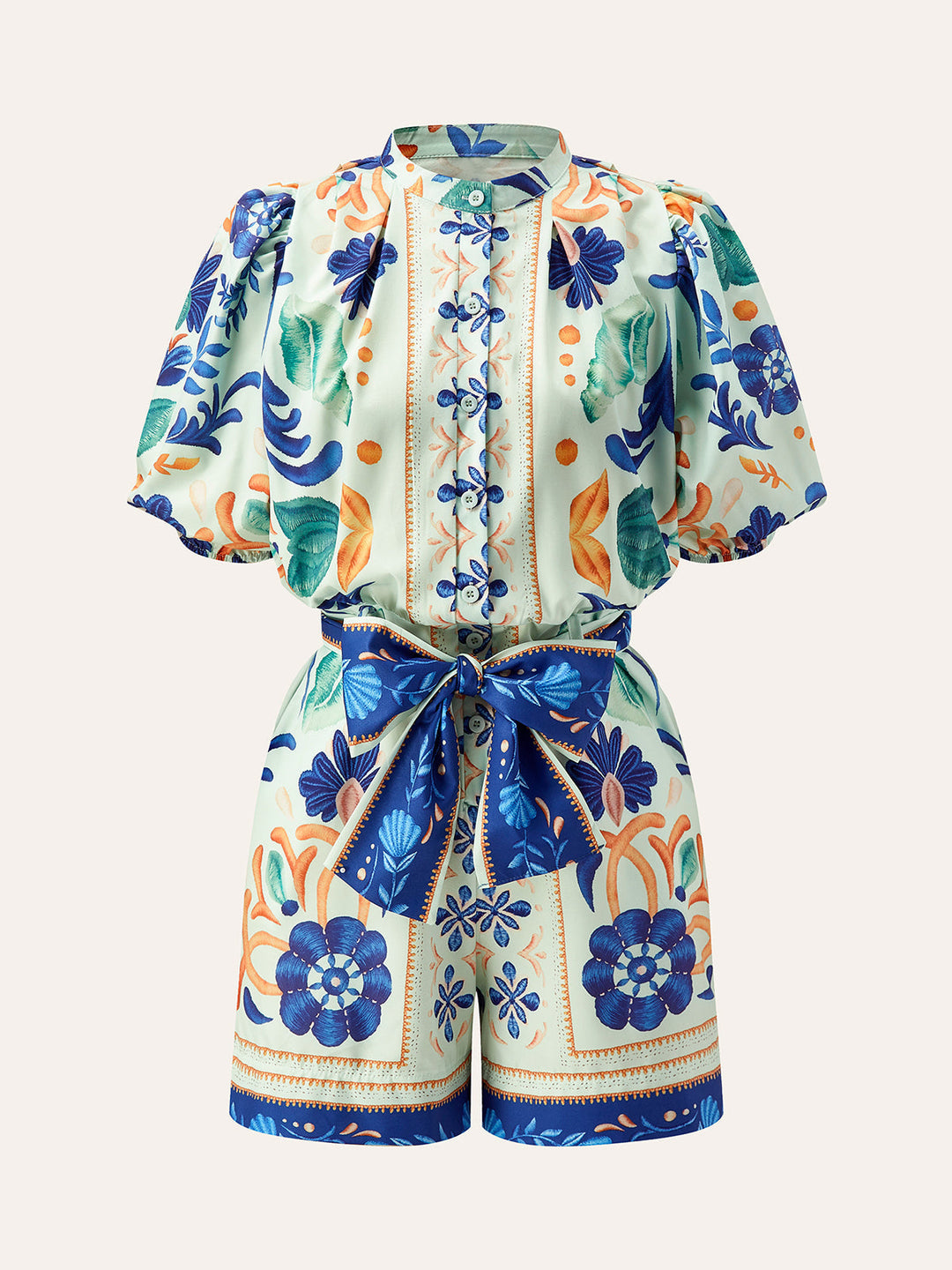 Floral Print Tie-Waist Jumpsuit  Liora Lane Boutique Jumpsuits Multicolor / XL 84.99