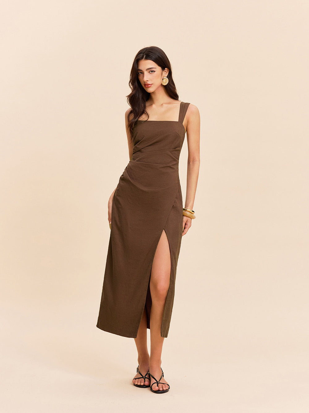 Cotton & Linen Slit Dress  Liora Lane Boutique Dresses
