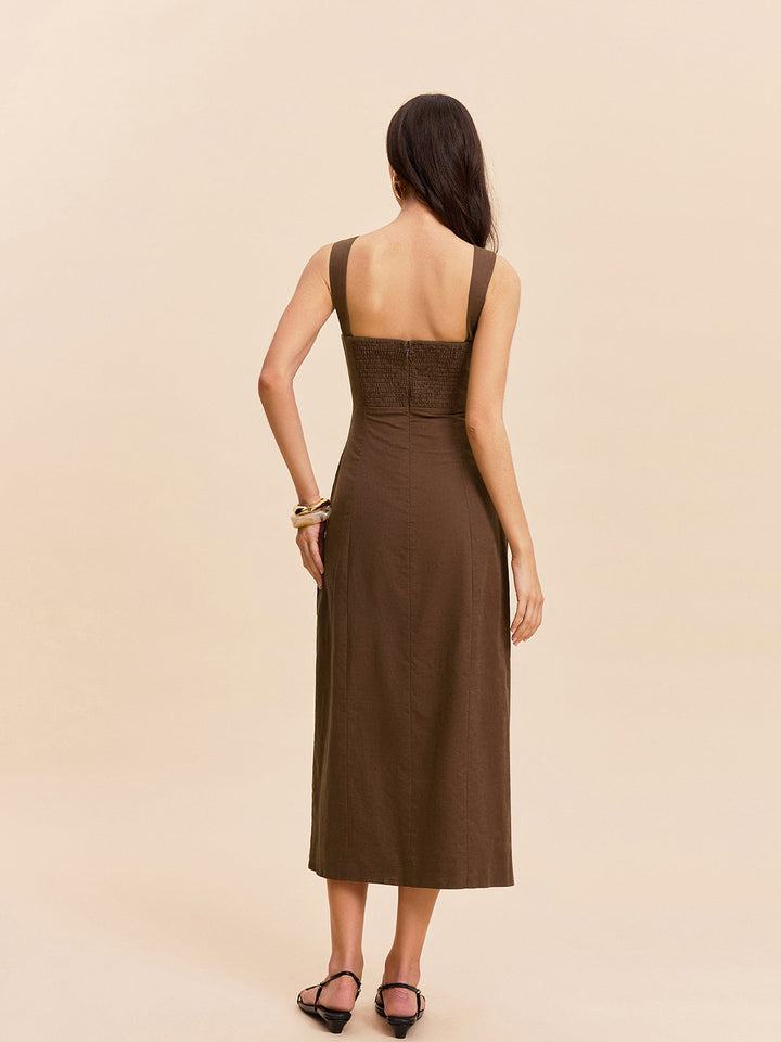 Cotton & Linen Slit Dress  Liora Lane Boutique Dresses