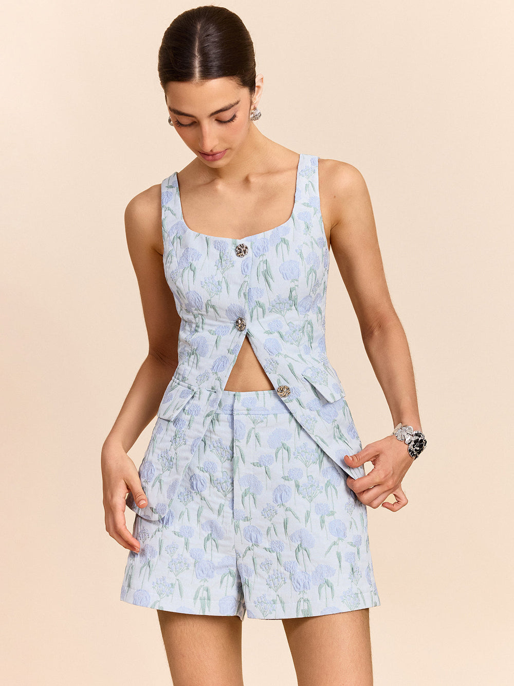 Floral Jacquard Shorts  Liora Lane Boutique Shorts