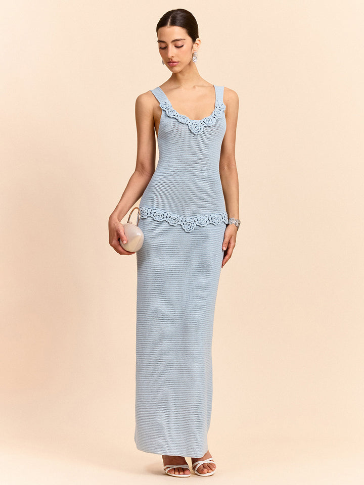 Crochet Embellished Sleeveless Maxi Dress  Liora Lane Boutique Sweater Dresses