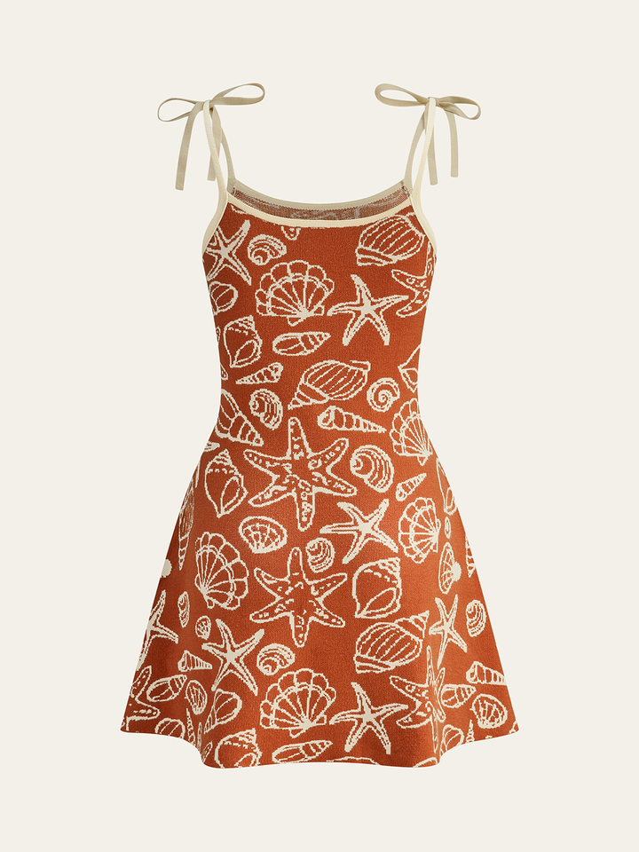 Seashell Print Tie-Strap Mini Dress  Liora Lane Boutique Sweater Dresses