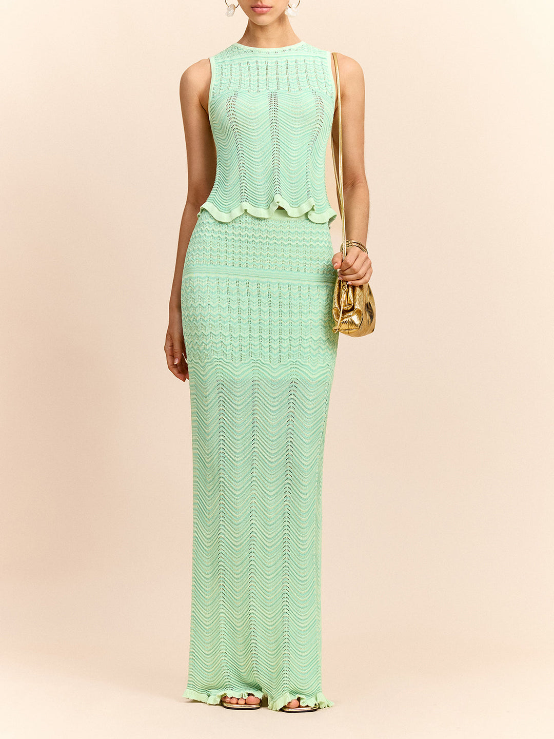 Wave Pattern Knit Maxi Skirt  Liora Lane Boutique Sweater Skirts