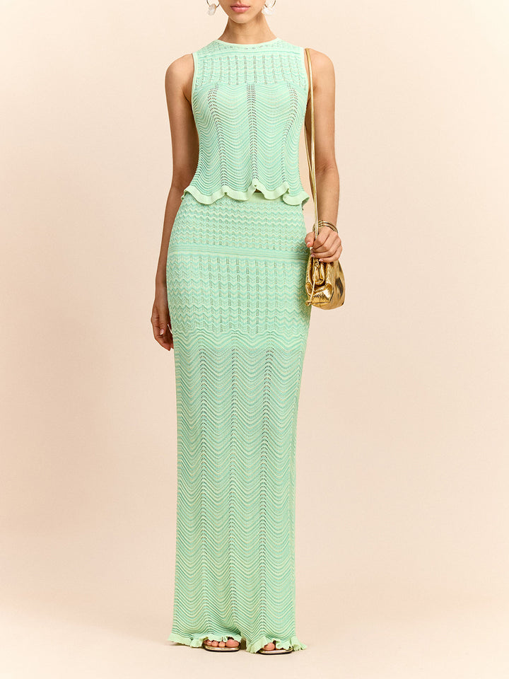 Wave Pattern Knit Maxi Skirt  Liora Lane Boutique Sweater Skirts