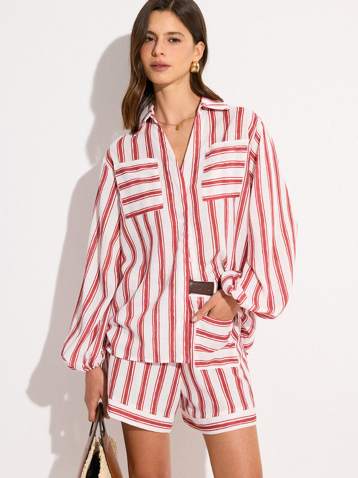 Pocketed Striped Shorts Set  Liora Lane Boutique Pant Sets