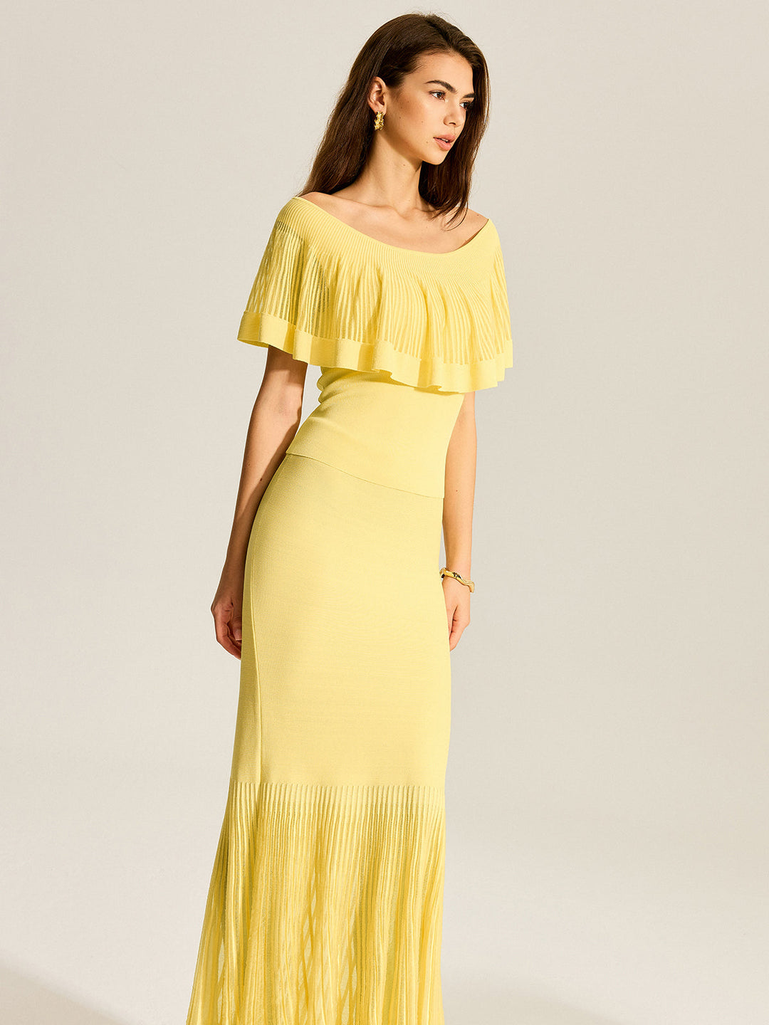 Off-Shoulder Knit Top With Trimmed Ruffles  Liora Lane Boutique Knit Tops