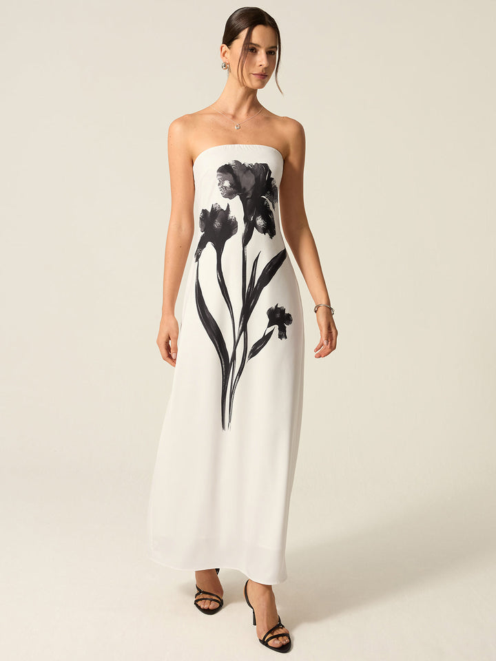 Strapless Floral Print Maxi Dress  Liora Lane Boutique Dresses