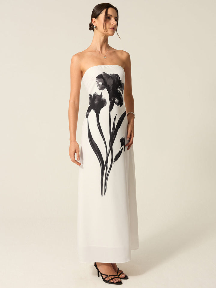 Strapless Floral Print Maxi Dress  Liora Lane Boutique Dresses