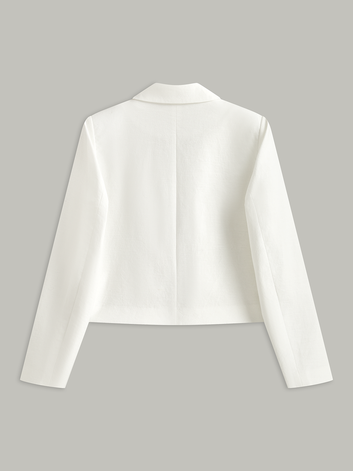 Cotton & Linen Cropped Blazer with Bow  Liora Lane Boutique Blazers