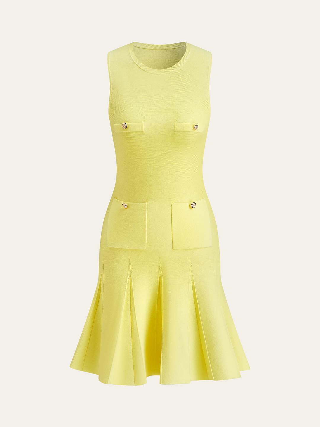 Sleeveless Knit Dress With Pocket Detail  Liora Lane Boutique Sweater Dresses Yellow / XL 121.99