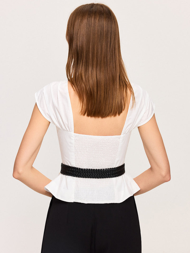 Belted Ruched Top  Liora Lane Boutique T-Shirts