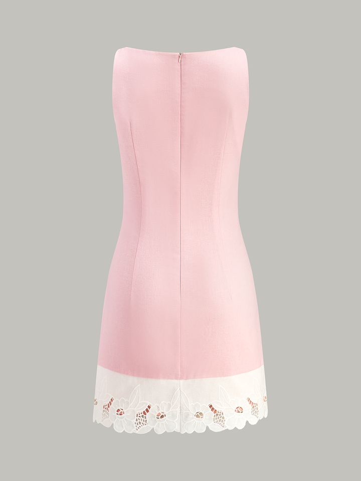 Linen & Cotton Embroidered Trim Mini Dress  Liora Lane Boutique Dresses