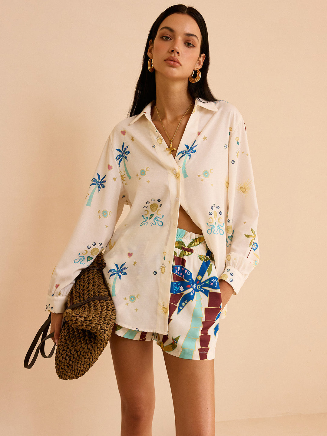 Tropical Print Shorts Set  Liora Lane Boutique Short Sets Multicolor / XL 52.00