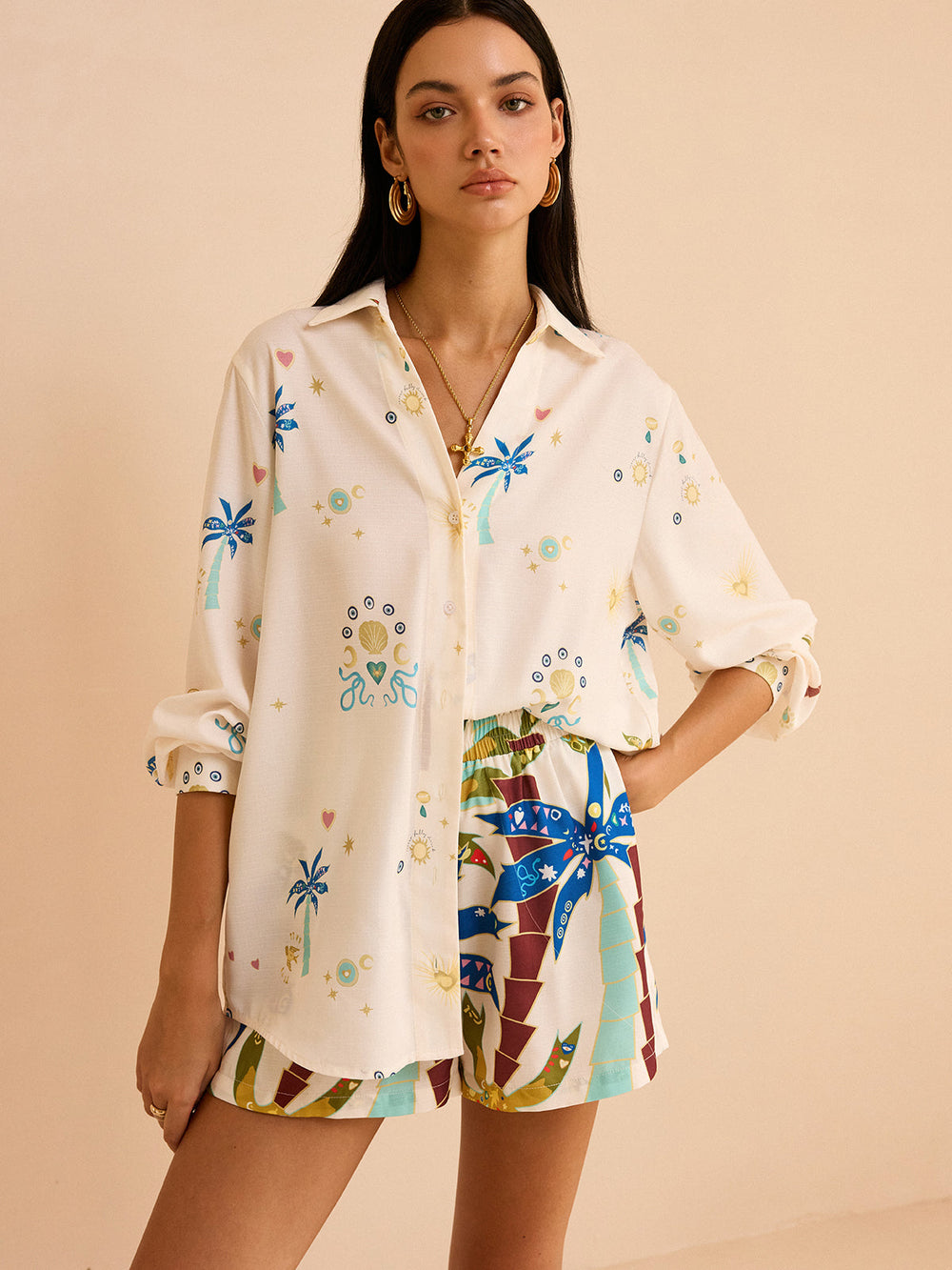 Tropical Print Shorts Set  Liora Lane Boutique Short Sets
