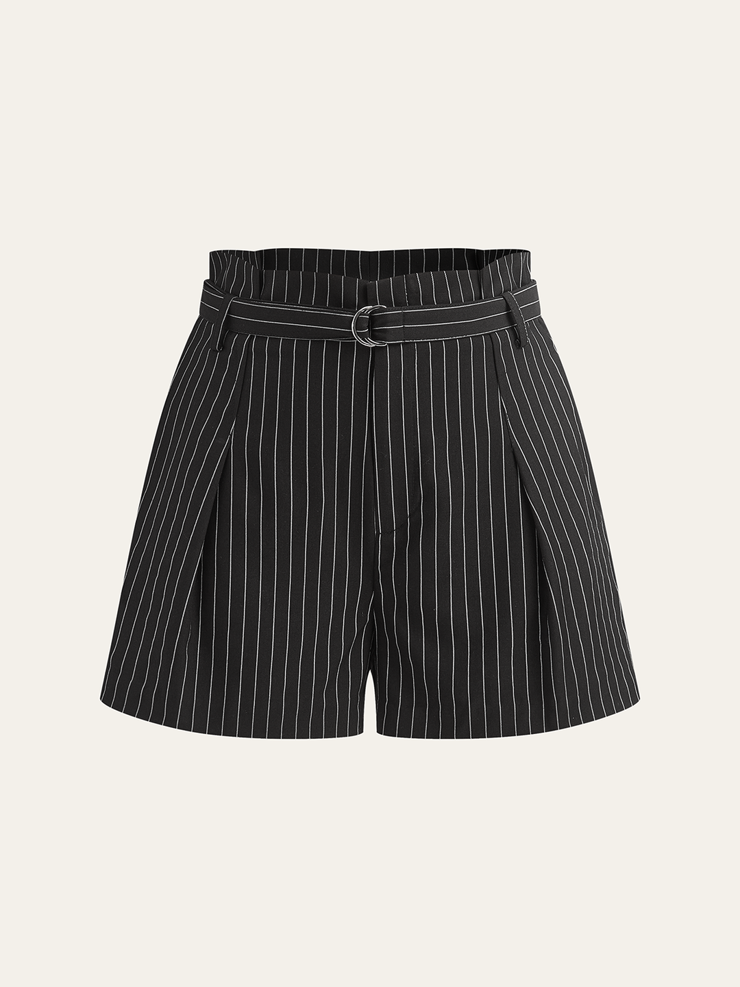 Belted Striped Shorts  Liora Lane Boutique Shorts Black / XL 34.00