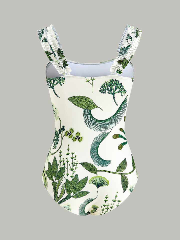 Floral Print Ruffle Strap One-Piece Swimsuit  Liora Lane Boutique One-Pieces